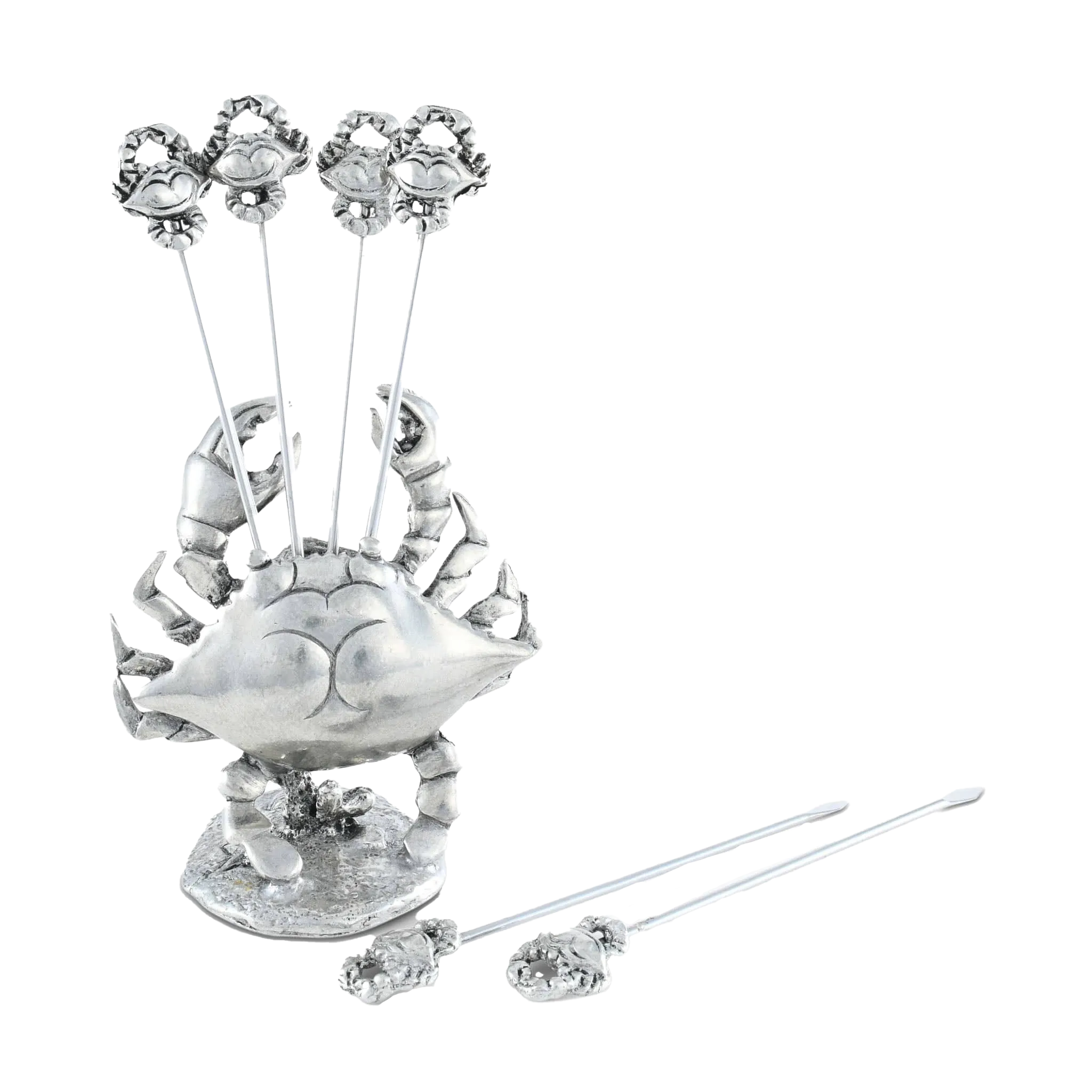 Pewter Blue Crab Cheese Pick Set