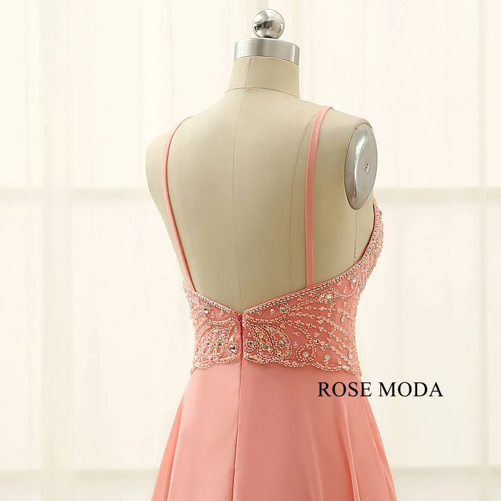 Rosemoda Delicate Beading Chiffon Long Women Formal Prom Dress