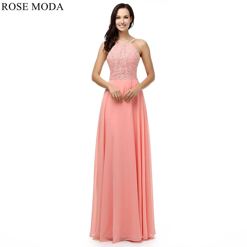 Rosemoda Delicate Beading Chiffon Long Women Formal Prom Dress