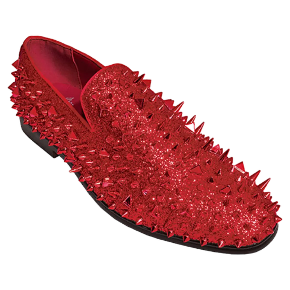 Royal men's Red spikes shoes slip-on smokers tuxedo luxury shoes