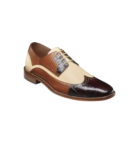 Stacy Adams Men's Brown Multi GalIinari Wingtip Lace Up Shoe