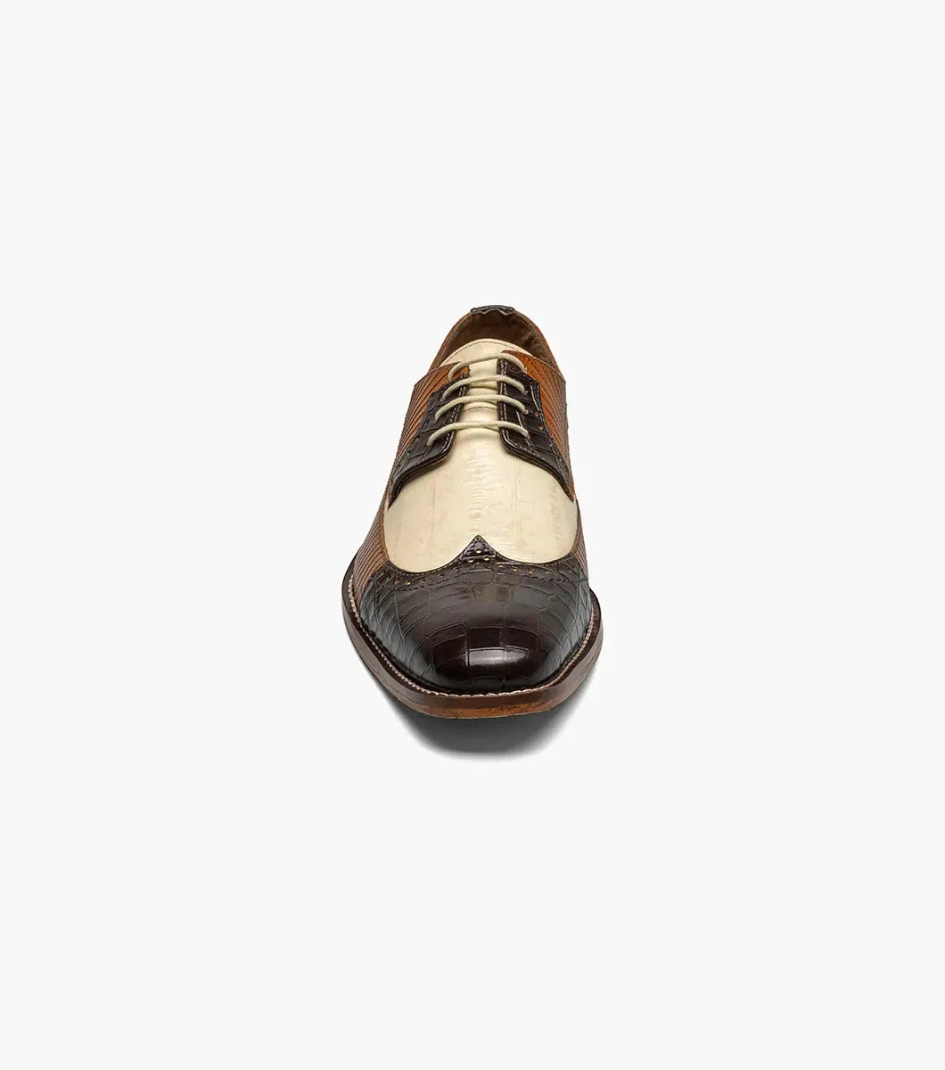 Stacy Adams Men's Brown Multi GalIinari Wingtip Lace Up Shoe
