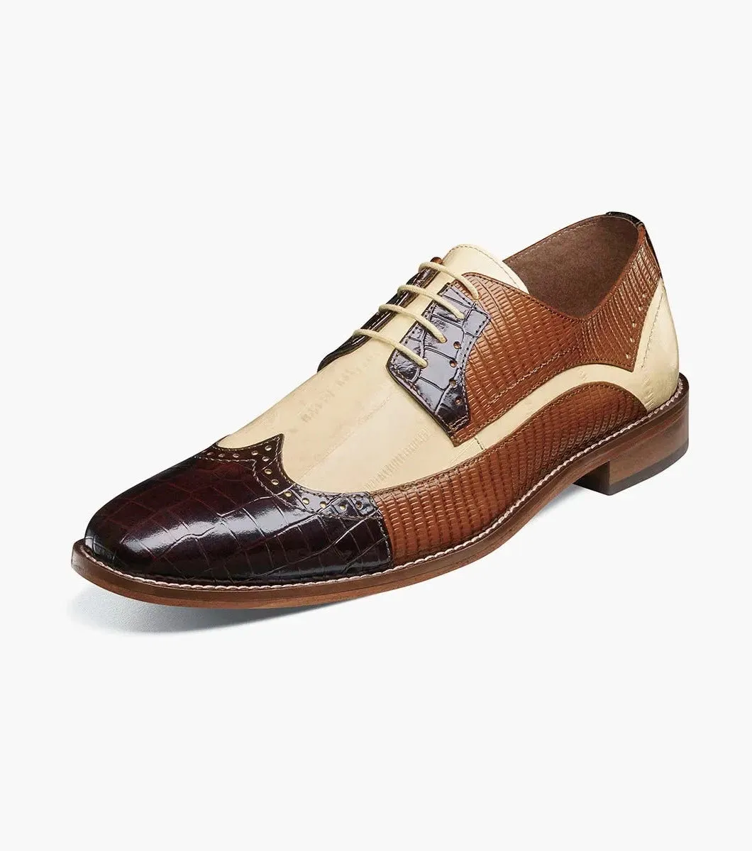 Stacy Adams Men's Brown Multi GalIinari Wingtip Lace Up Shoe