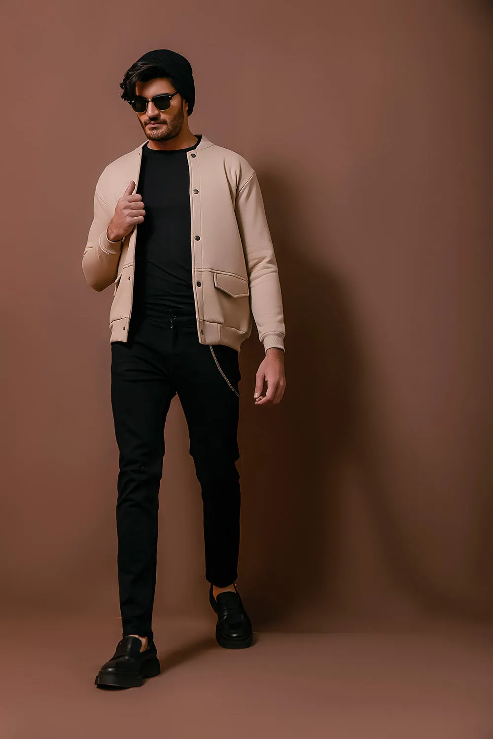 Stone Bomber Jacket With Poppers