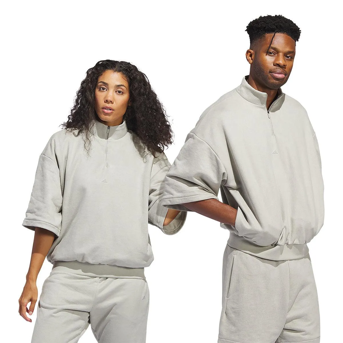 Sueded 3/4 Half Zip Sweatshirt 'Sesame'