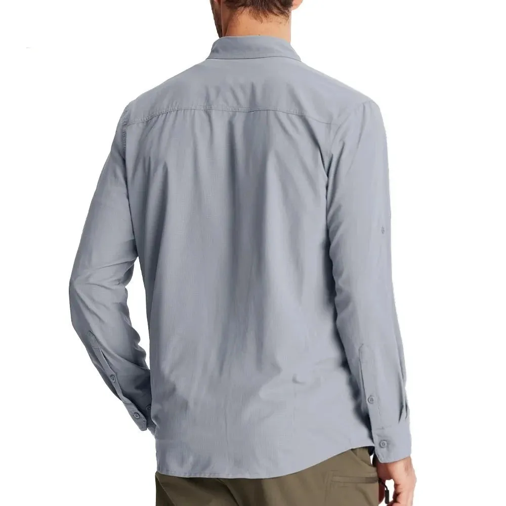 Summer Mens Chest Pocket Work Shirts With Zip Pockets Casual Mens Long Sleeve Lightweight Quick Dry  Hiking Shirts