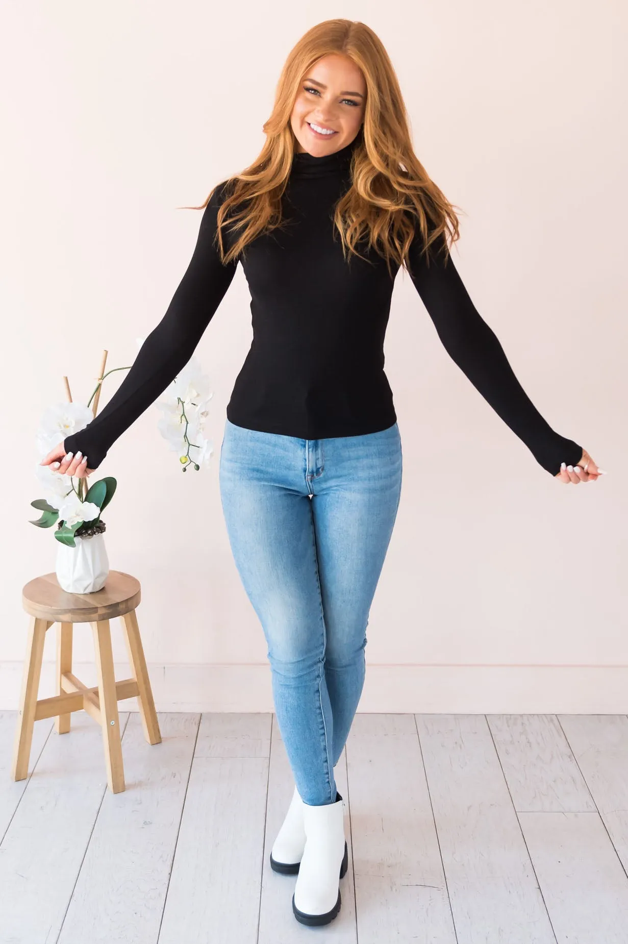 Sway Me Away Modest Turtleneck Top