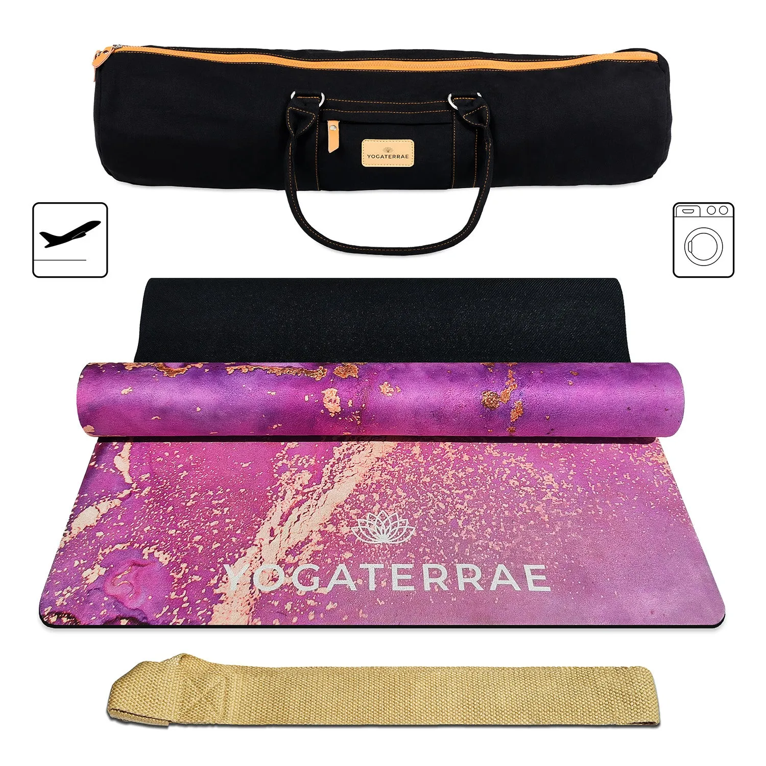 TAPIS DE YOGA SUD ET CAOUTCHOUC NATUREL LAVANYA " VOYAGE " AVEC SAC