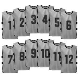 Team Practice Scrimmage Vests Sport Pinnies Training Bibs Numbered (1-12) with Open Sides