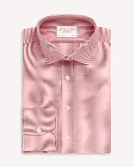Thomas Pink Slim Fit Formal Fine Bengal Stripe Shirt Red/White