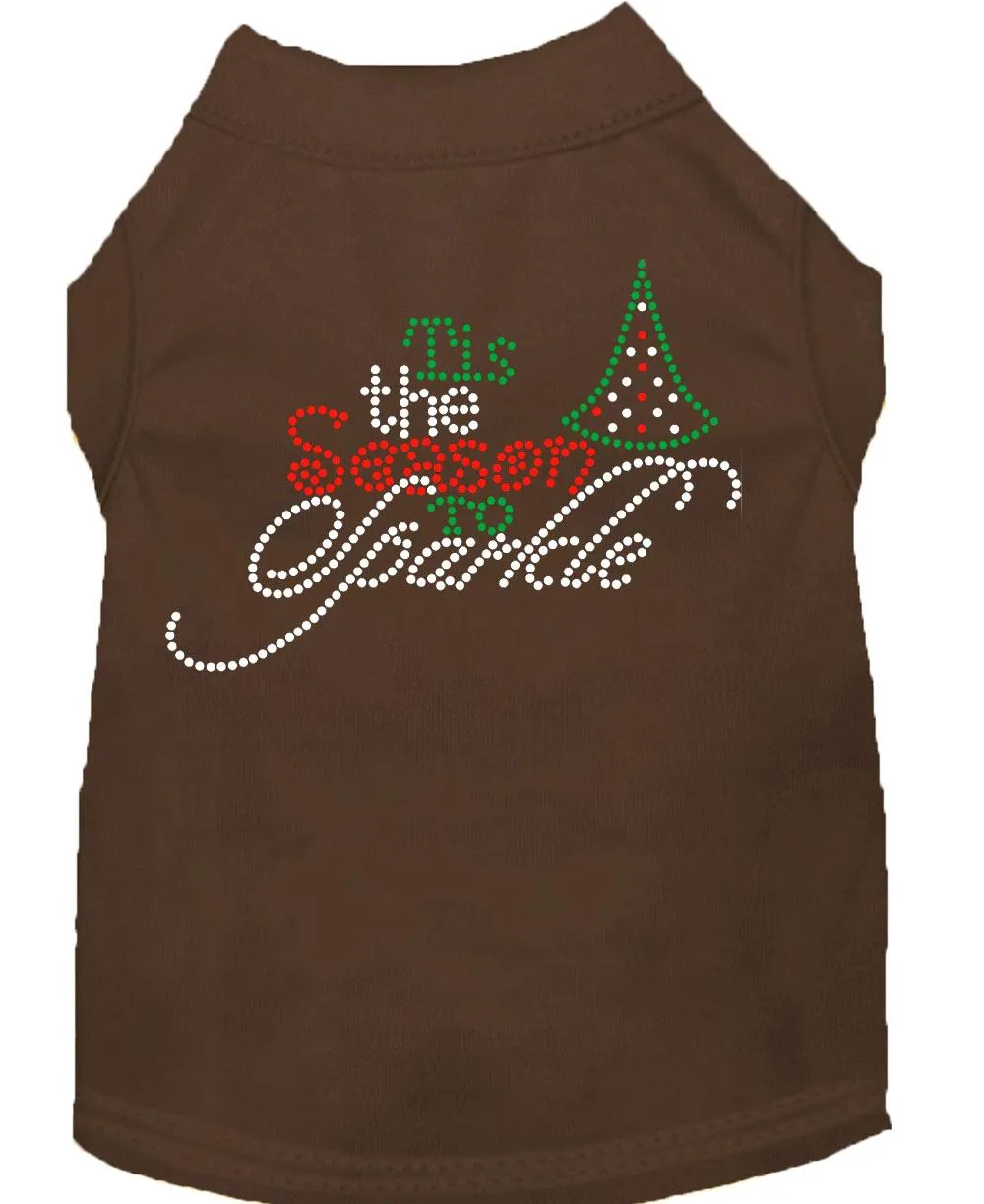Tis The Season To Sparkle Rhinestone Dog Shirt Brown Xxl (18)