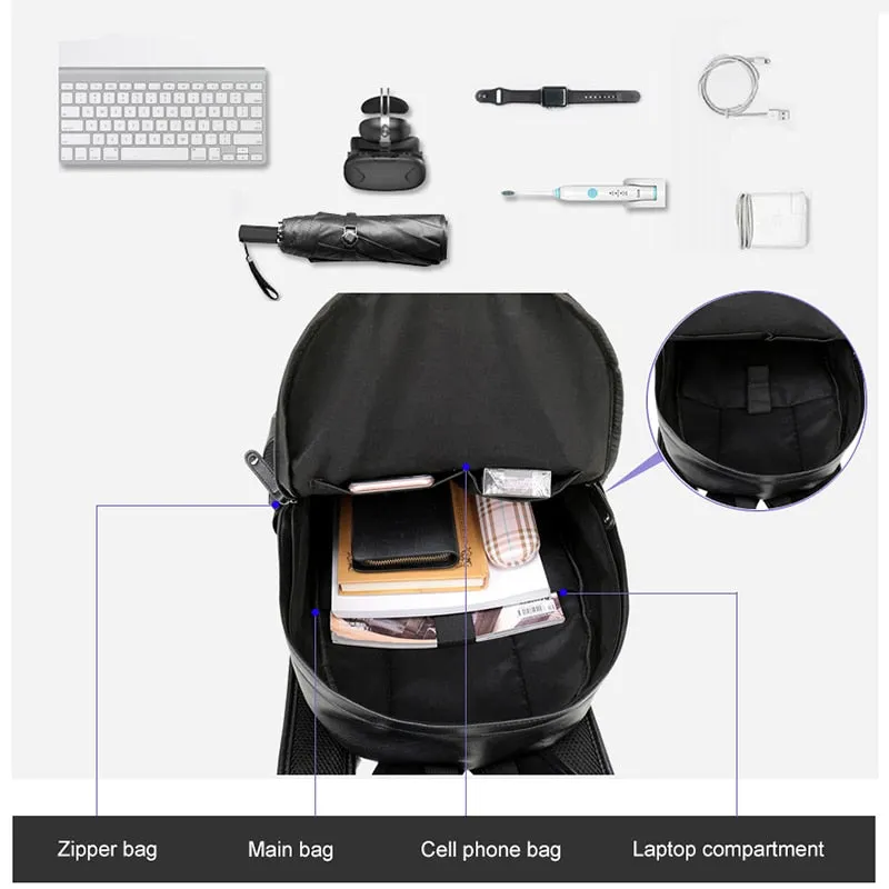 VORMOR Brand Men Backpack Leather School Backpack Bag Fashion Waterproof Travel Bag Casual Leather Book Bag Male