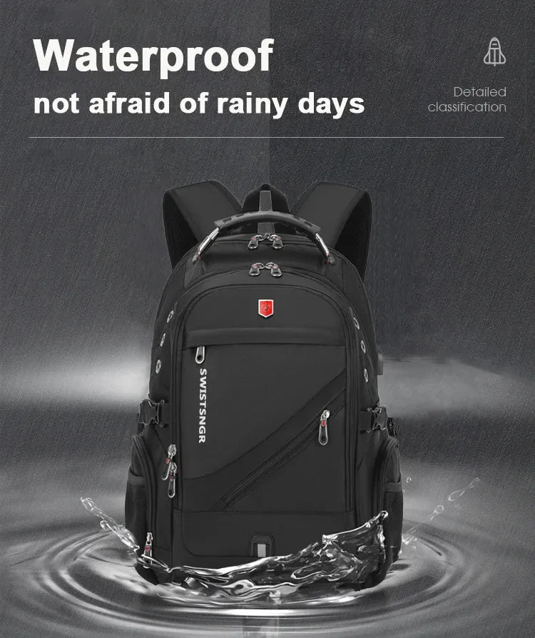Waterproof 15.6/17.3 Inch Laptop Backpack USB Charging Backpack Travel Women Rucksack Vintage School Bag