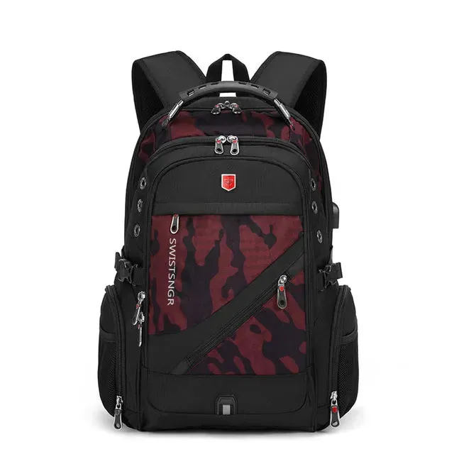 Waterproof 15.6/17.3 Inch Laptop Backpack USB Charging Backpack Travel Women Rucksack Vintage School Bag