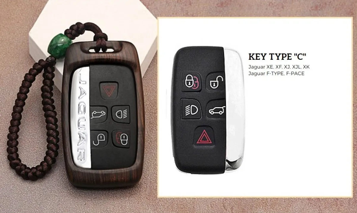 Wooden Shell Key Case Cover for Land Rover Range Rover Jaguar